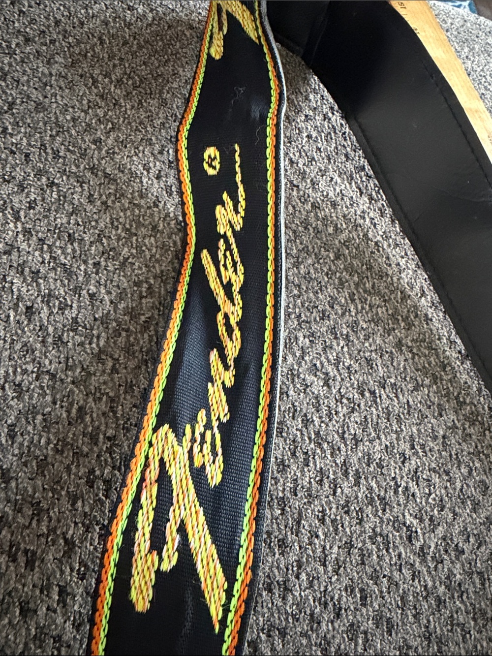 Fender monogrammed Black & Yellow Woven Guitar Strap - Men Accessories